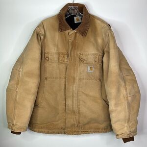 Vintage Carhartt Brown Quilt Lined Chore Jacket Size Large